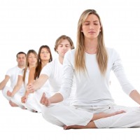 People practicing yoga